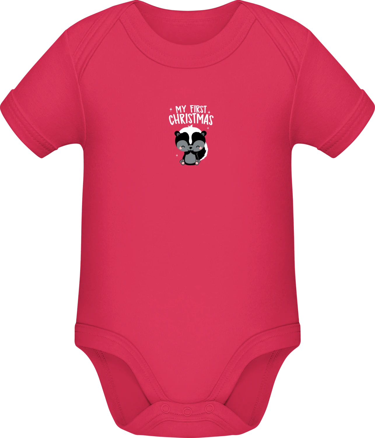 My First Christmas Baby Skunk - Sorbet Sonar SSL organic babybodsuit - Front