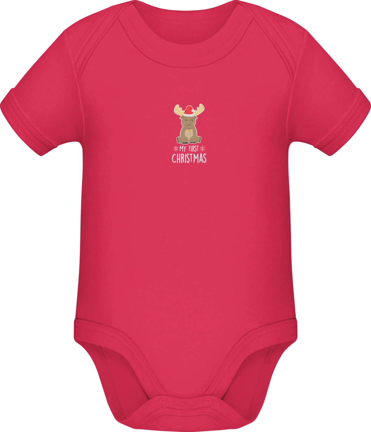 My First Christmas Baby Deer - Sorbet Sonar SSL organic babybodsuit - Front