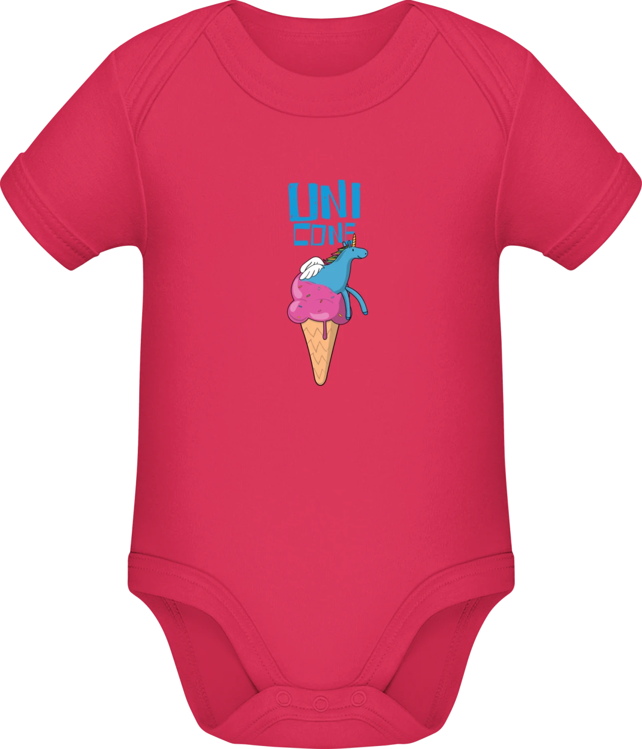 Unicorn Ice Cream Cone - Sorbet Sonar SSL organic babybodsuit - Front