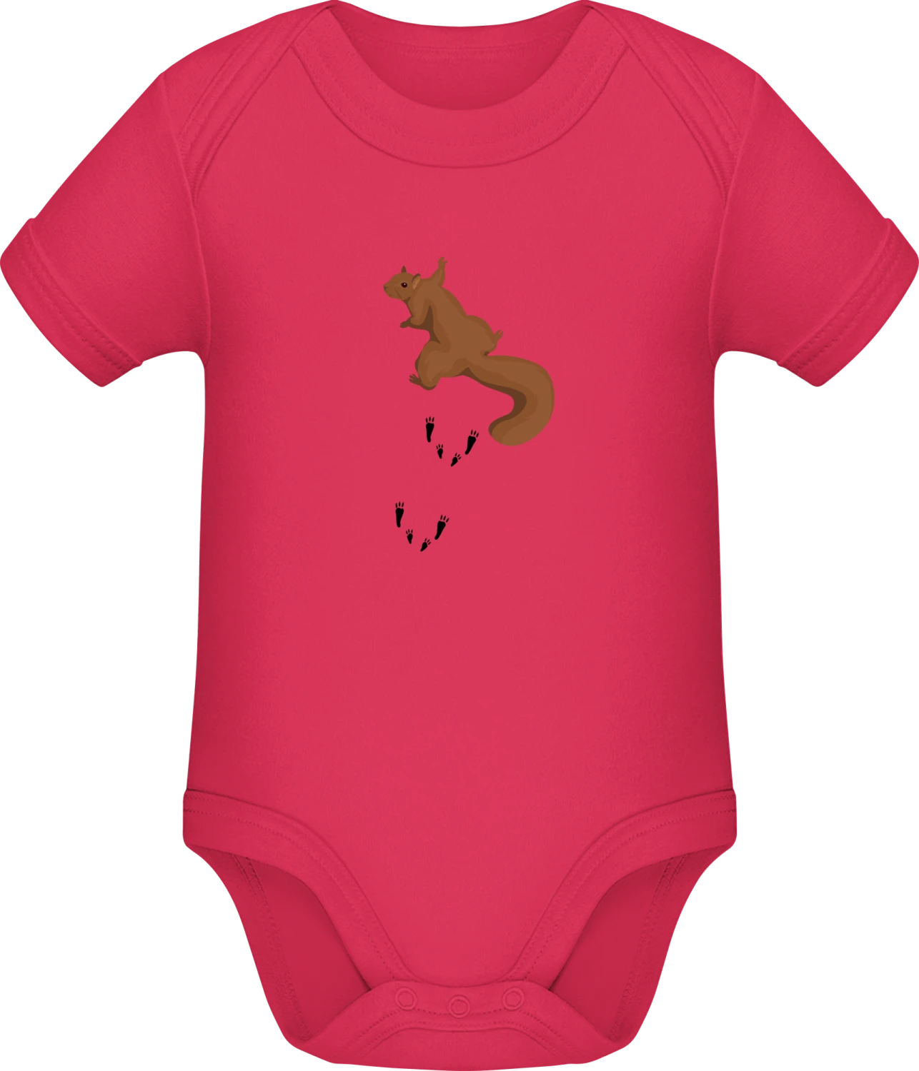 Squirrel With Prints - Sorbet Sonar SSL organic babybodsuit - Front