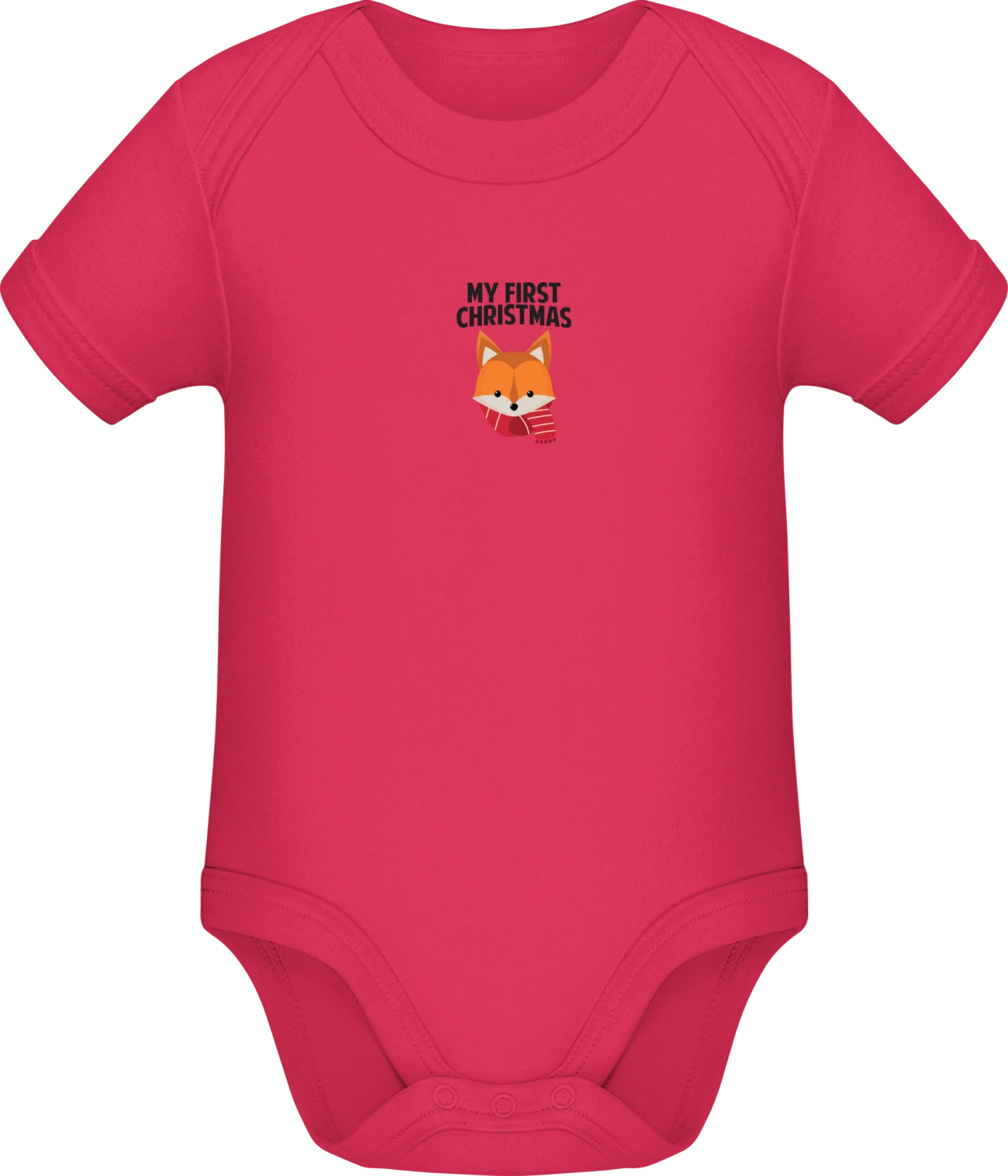 My First Christmas Fox - Sorbet Sonar SSL organic babybodsuit - Front