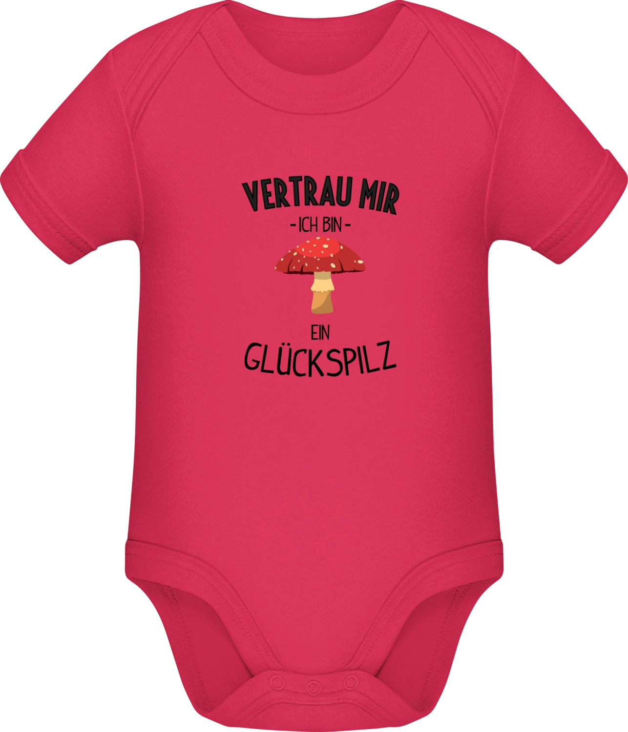 Vertrau mir ich bin ein Glückspilz - Sorbet Sonar SSL organic babybodsuit - Front