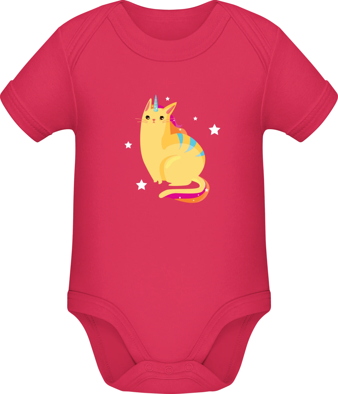 Unicat With Stars - Sorbet Sonar SSL organic babybodsuit - Front