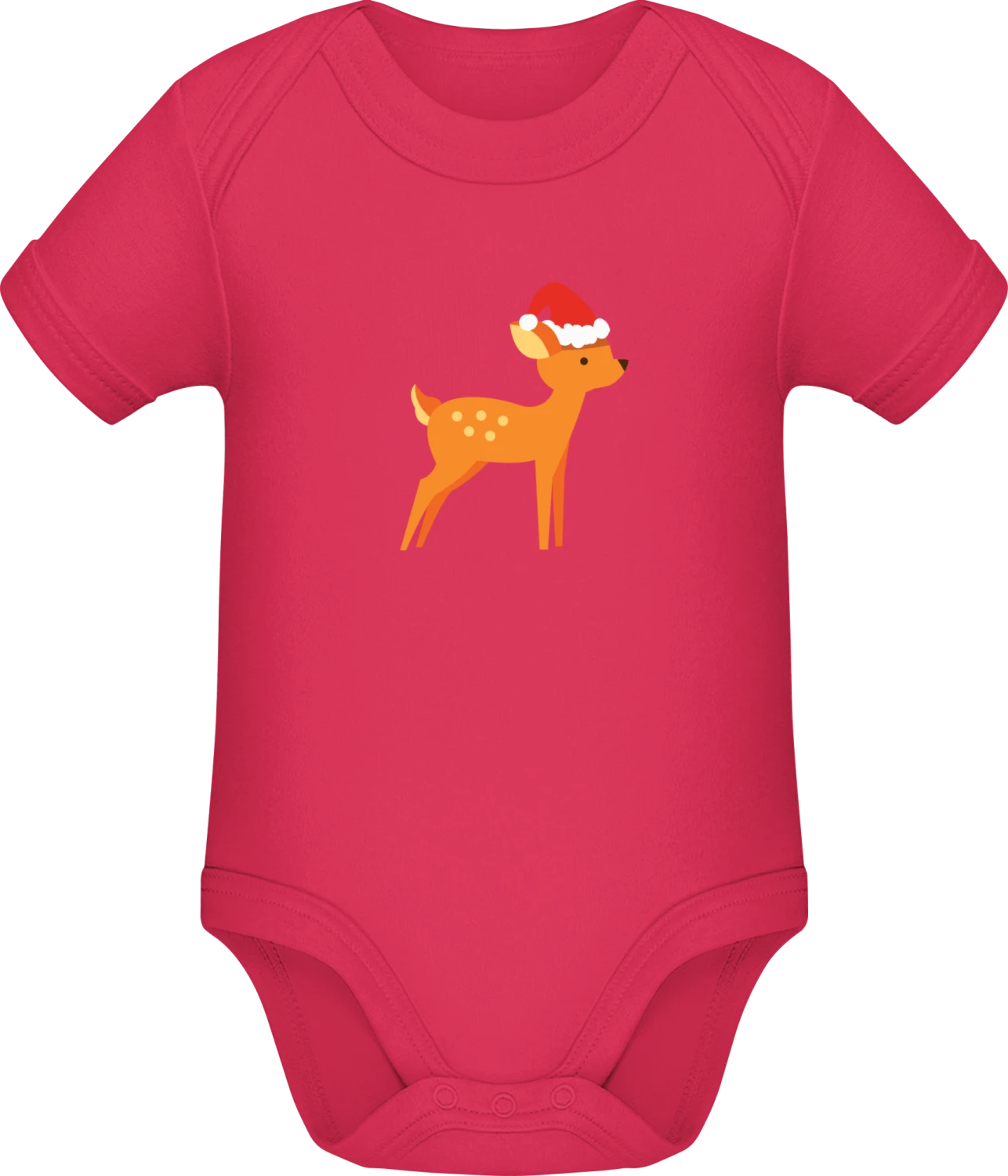 Little Deer With Christmas Hat - Sorbet Sonar SSL organic babybodsuit - Front