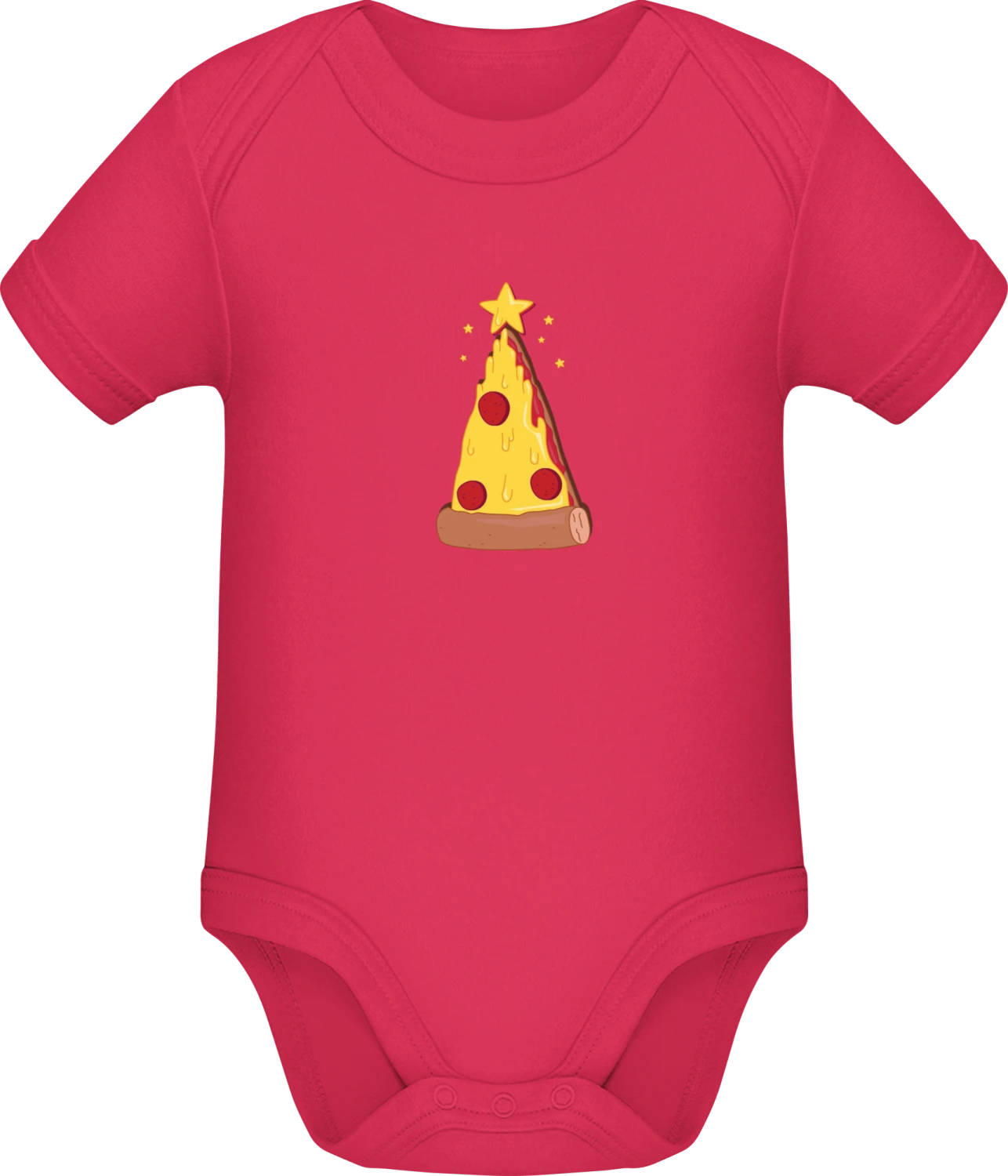 Pizza Christmas Tree - Sorbet Sonar SSL organic babybodsuit - Front