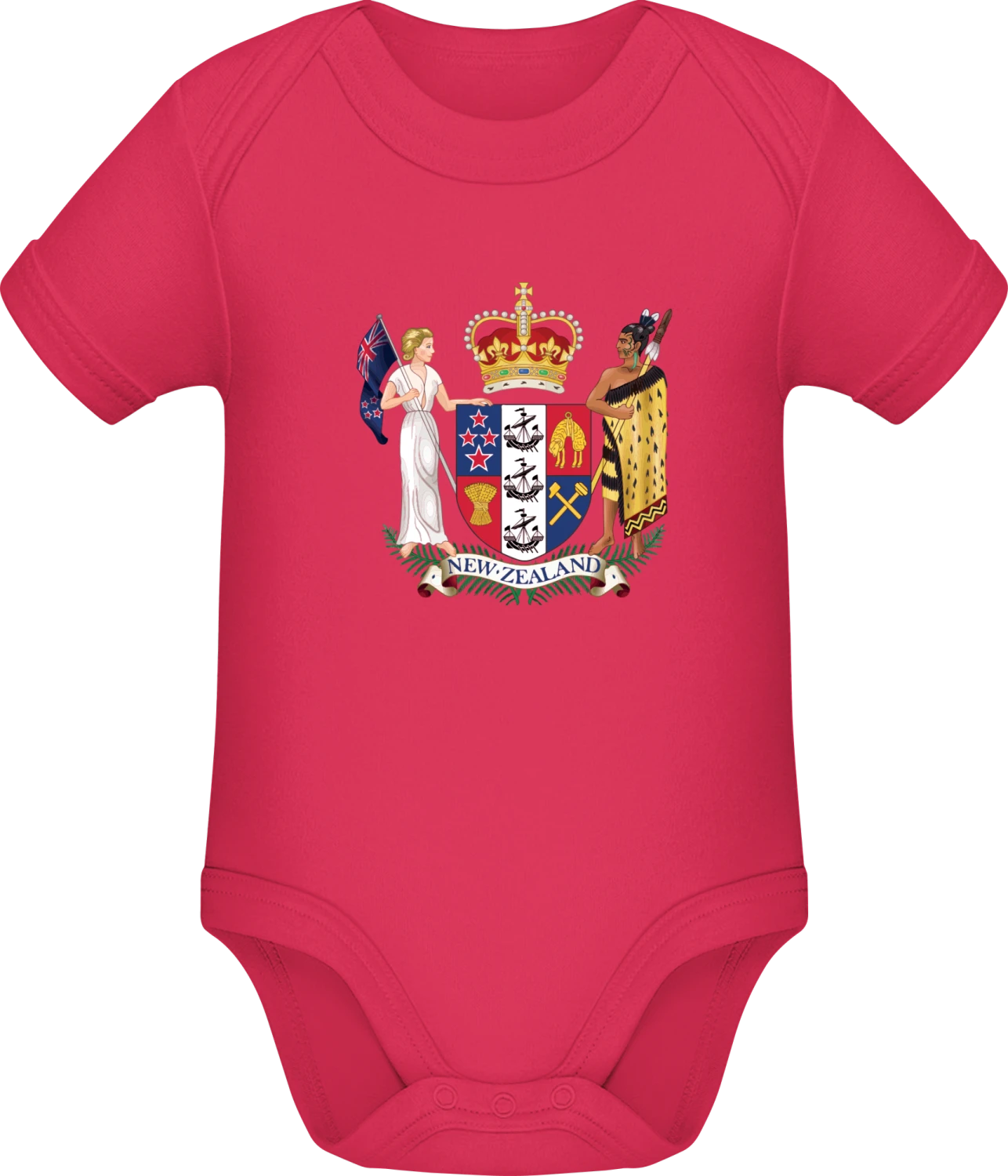 New Zealand Coat of Arms - Sorbet Sonar SSL organic babybodsuit - Front