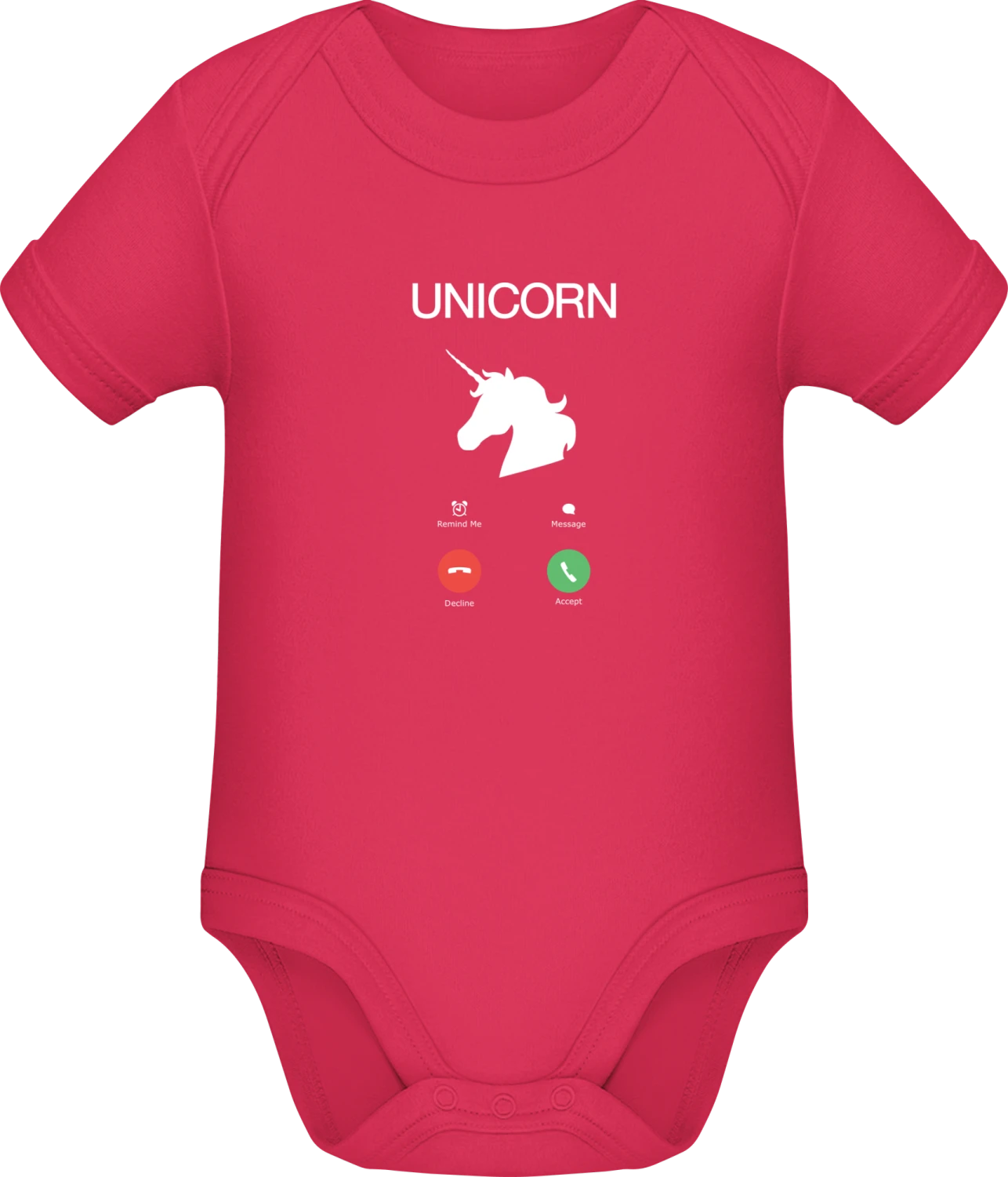 Unicorn Call Accept Decline - Sorbet Sonar SSL organic babybodsuit - Front