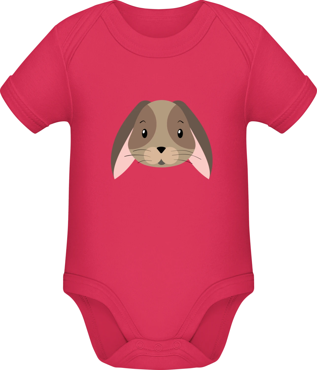 Comic Bunny Face - Sorbet Sonar SSL organic babybodsuit - Front