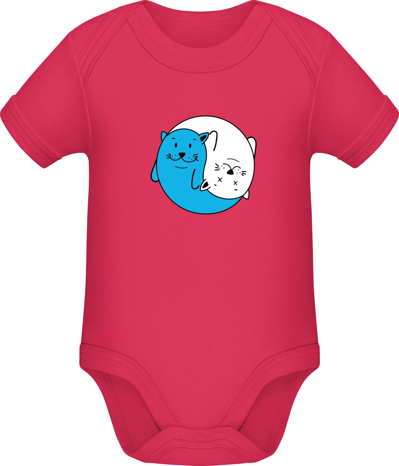 Cats Ying Yang - Sorbet Sonar SSL organic babybodsuit - Front