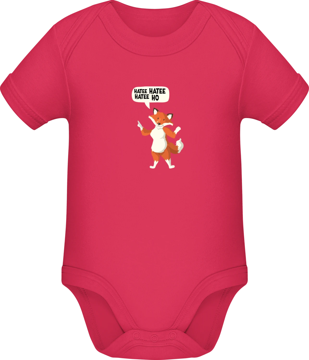 Hatee Hatee Hatee Ho Song Fox - Sorbet Sonar SSL organic babybodsuit - Front