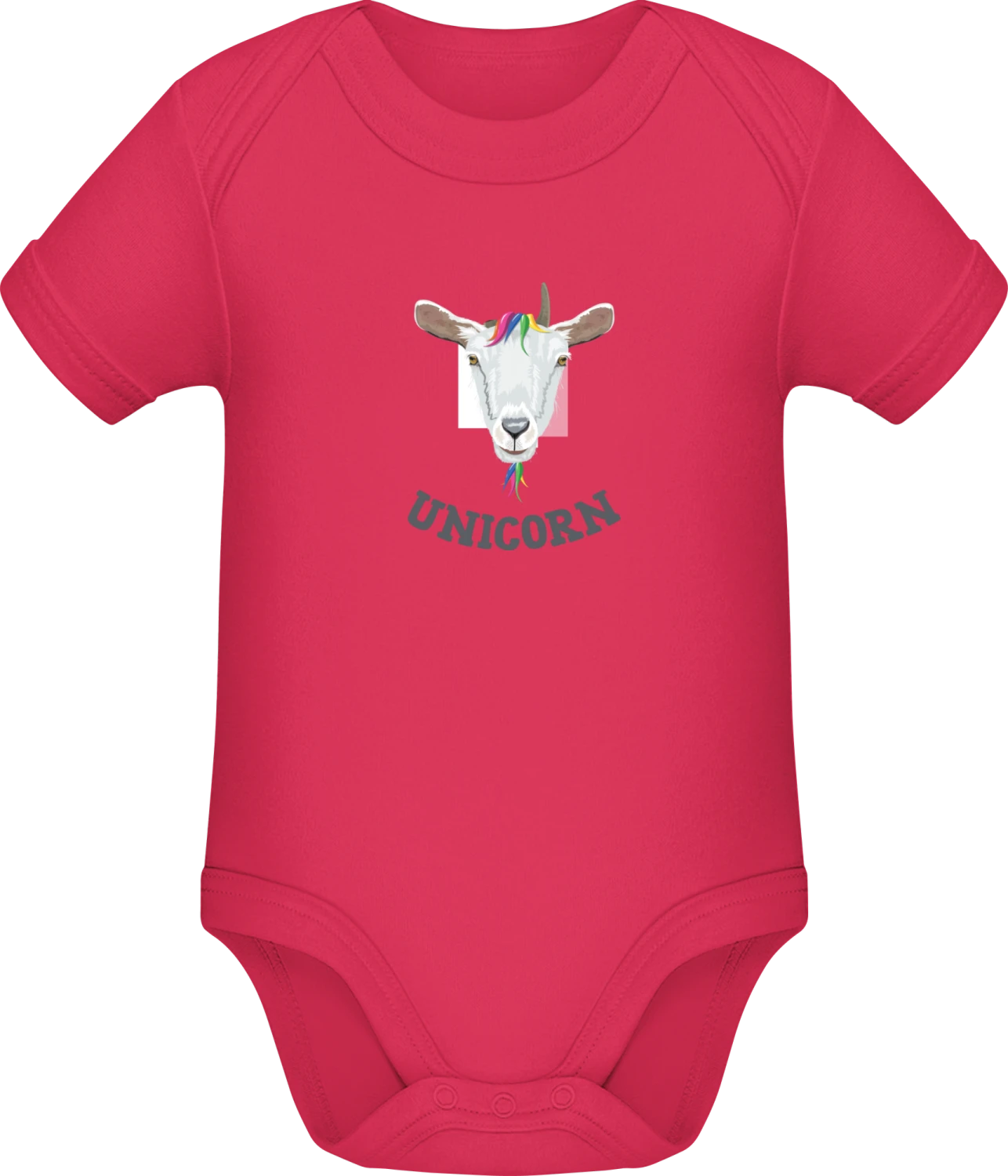 Unicorn Goat - Sorbet Sonar SSL organic babybodsuit - Front