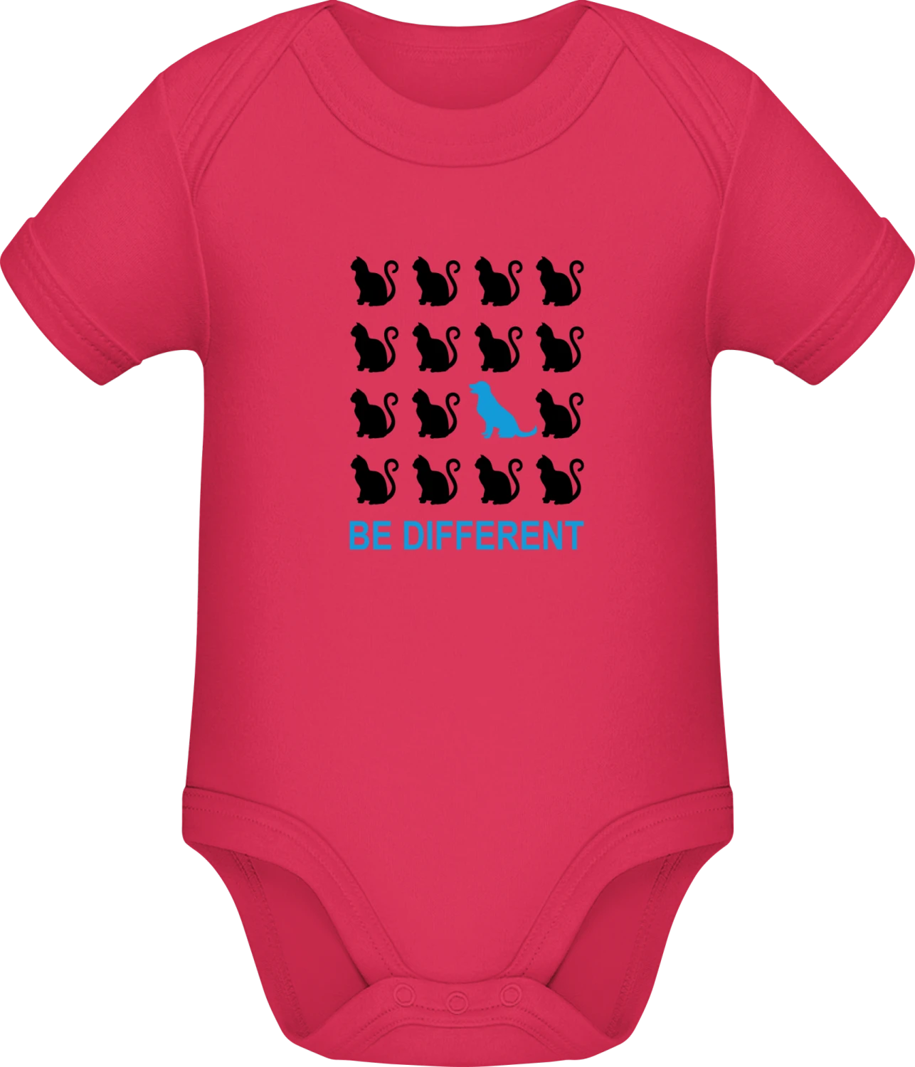 Be Different Dog And Cat - Sorbet Sonar SSL organic babybodsuit - Front