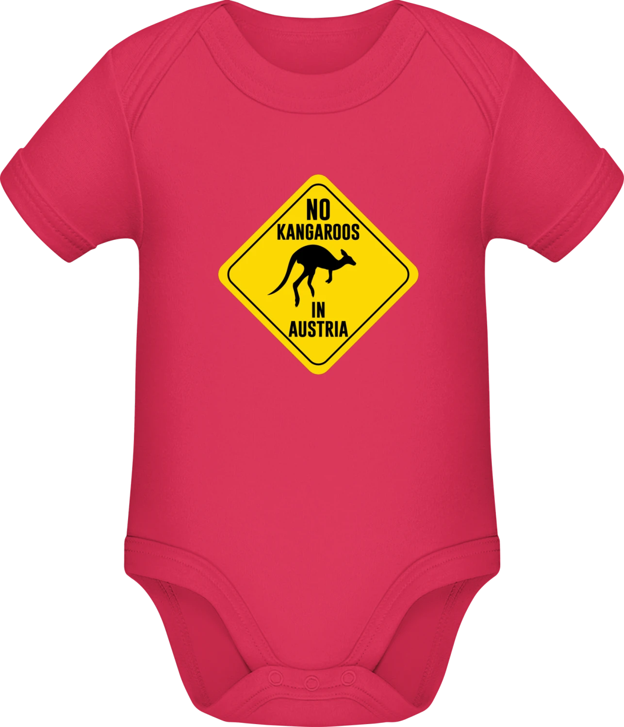 No Kangaroos In Austria Street Sign - Sorbet Sonar SSL organic babybodsuit - Front