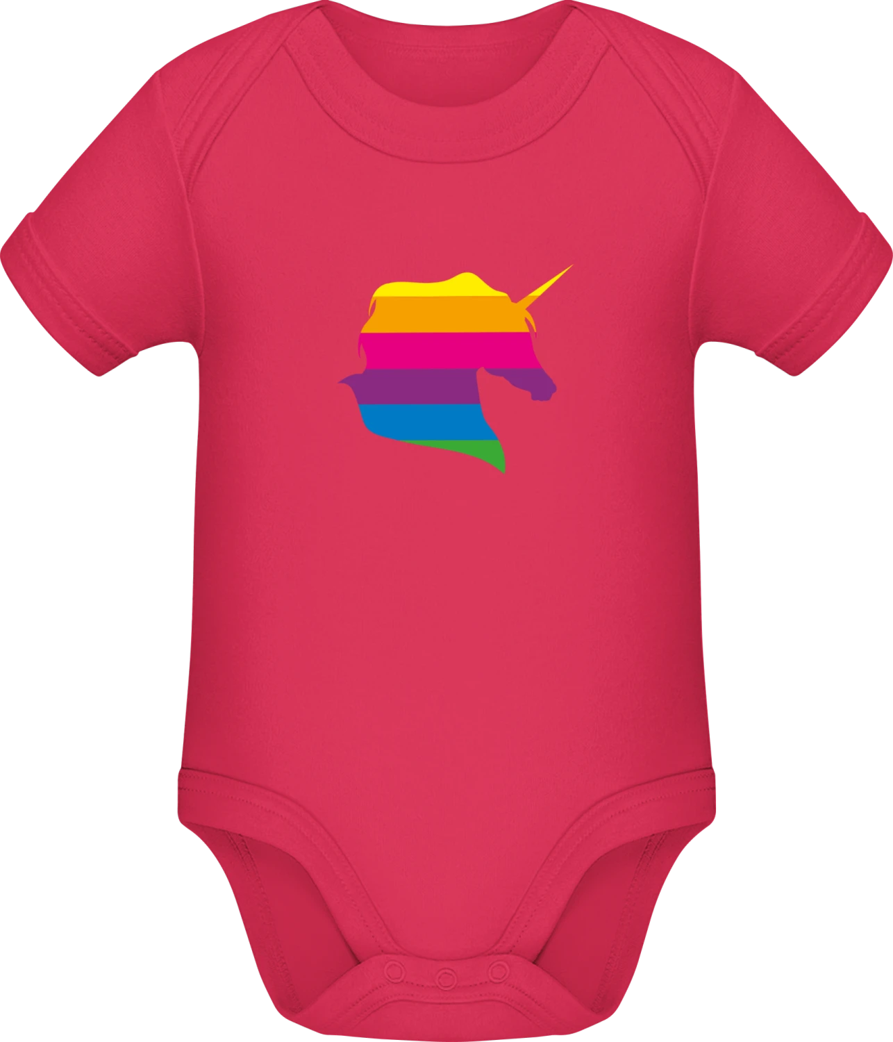 Rainbow Unicorn Head - Sorbet Sonar SSL organic babybodsuit - Front