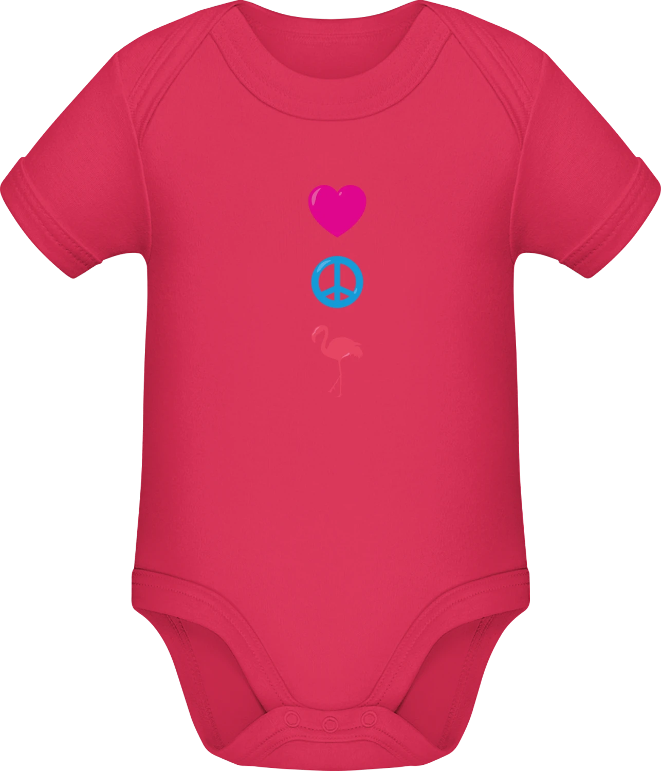 Love Peace Flamingo - Sorbet Sonar SSL organic babybodsuit - Front