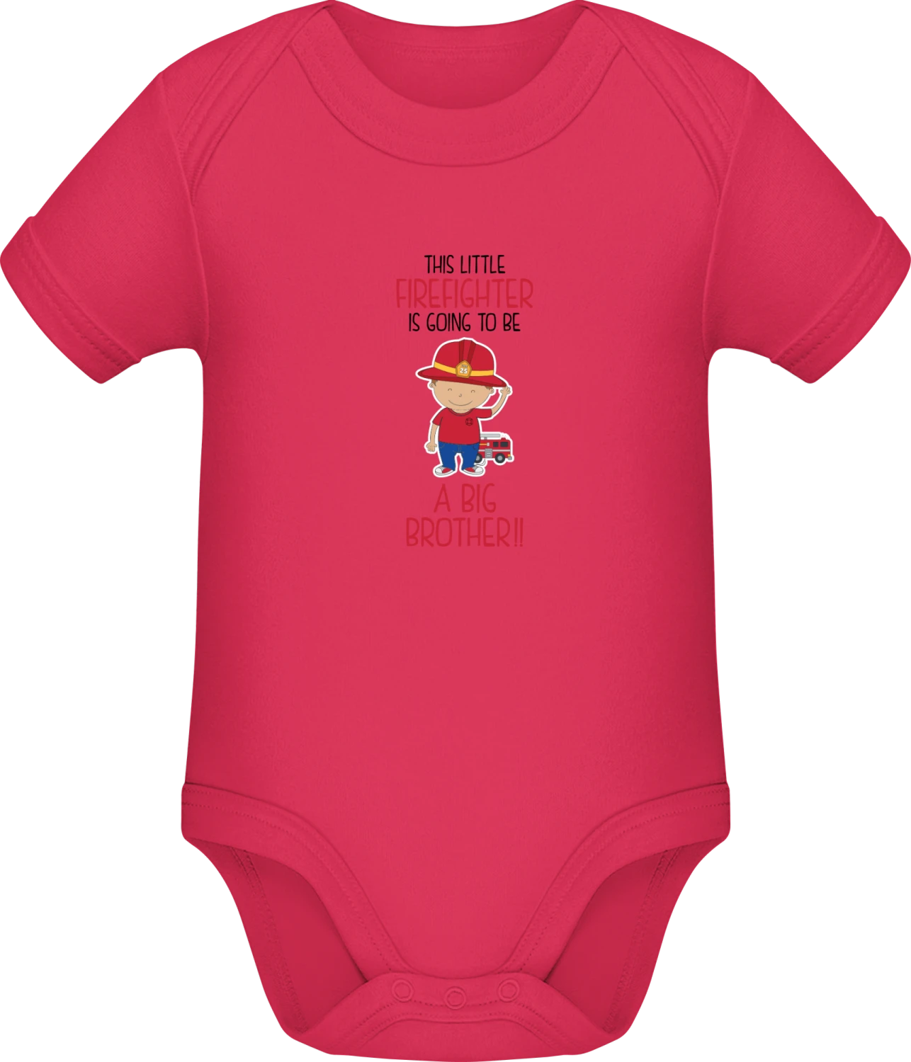 This Little Firefighter Is Going To Be A Big Brother!! - Sorbet Sonar SSL organic babybodsuit - Front