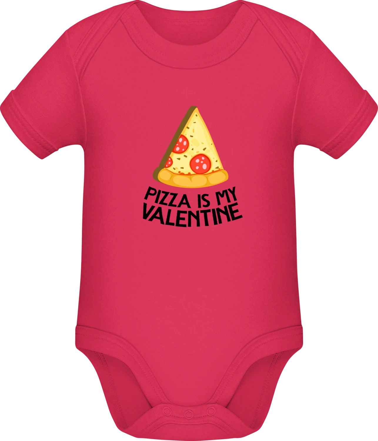 Pizza Is My Valentine Slice Of Pizza - Sorbet Sonar SSL organic babybodsuit - Front