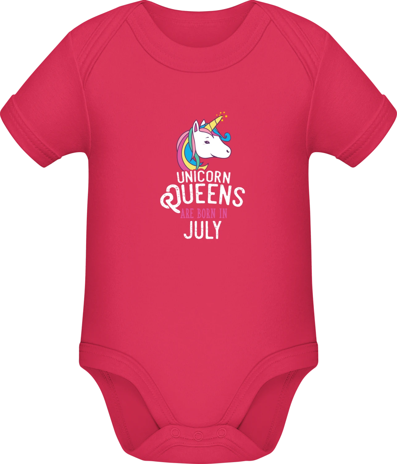 Unicorn Queens Are Born In July - Sorbet Sonar SSL organic babybodsuit - Front