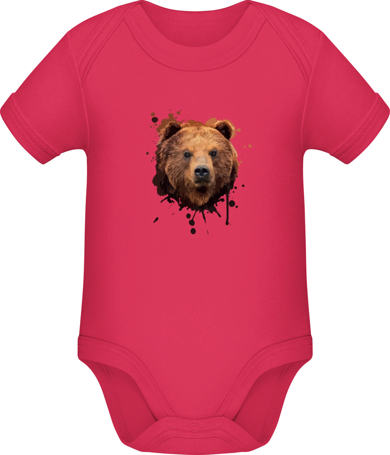 Brown Bear Face Watercolor - Sorbet Sonar SSL organic babybodsuit - Front