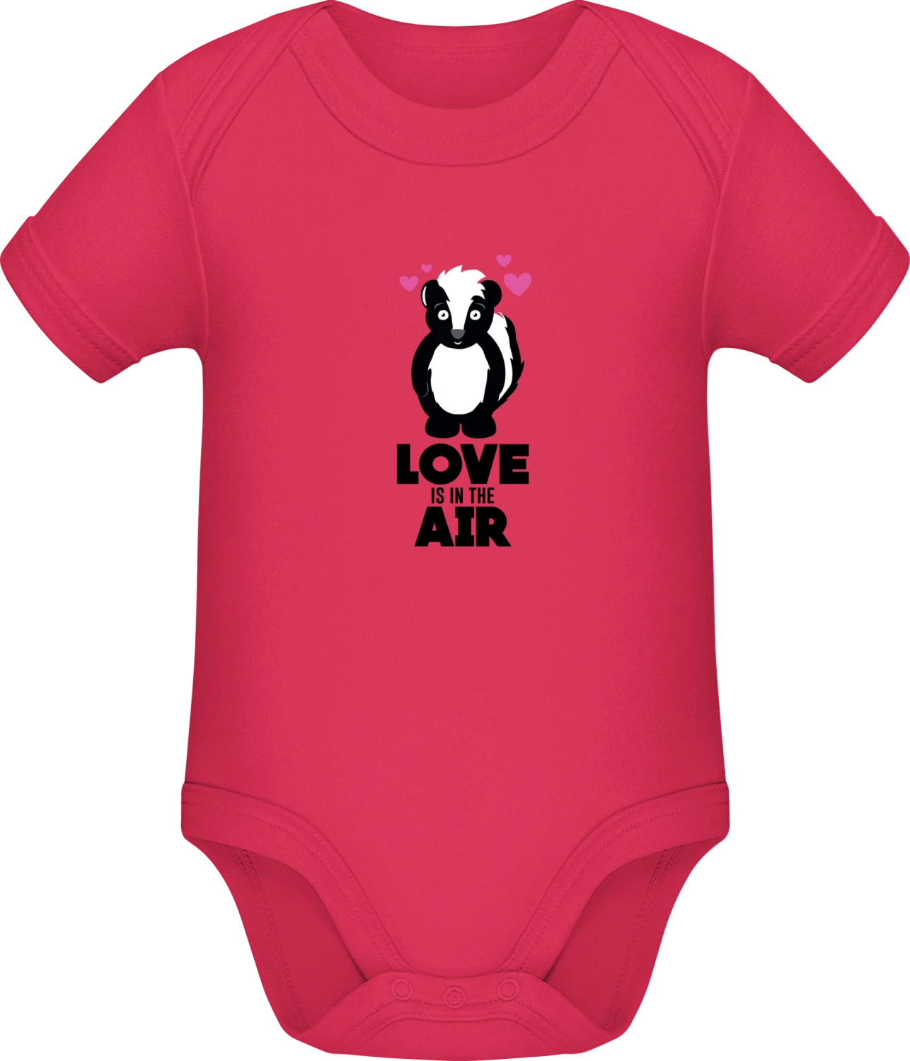 Love Is In The Air Skunk With Hearts - Sorbet Sonar SSL organic babybodsuit - Front