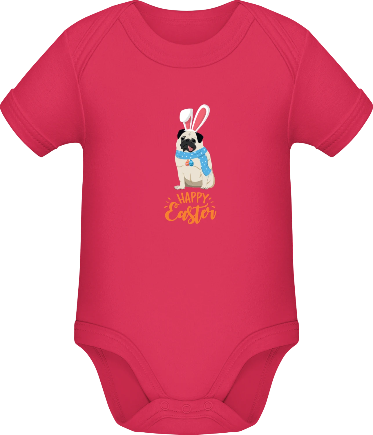 Happy Easter Pug - Sorbet Sonar SSL organic babybodsuit - Front