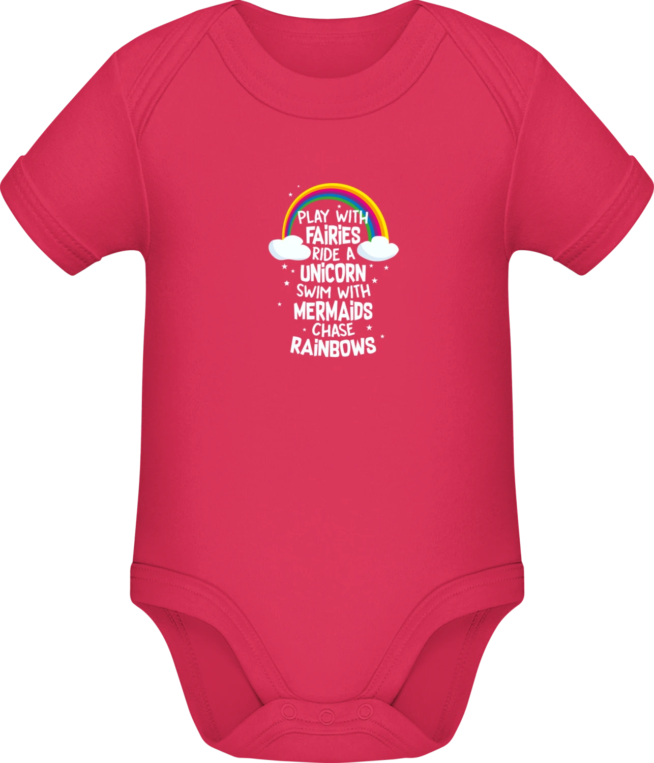 Play With Fairies Ride A Unicorn - Sorbet Sonar SSL organic babybodsuit - Front