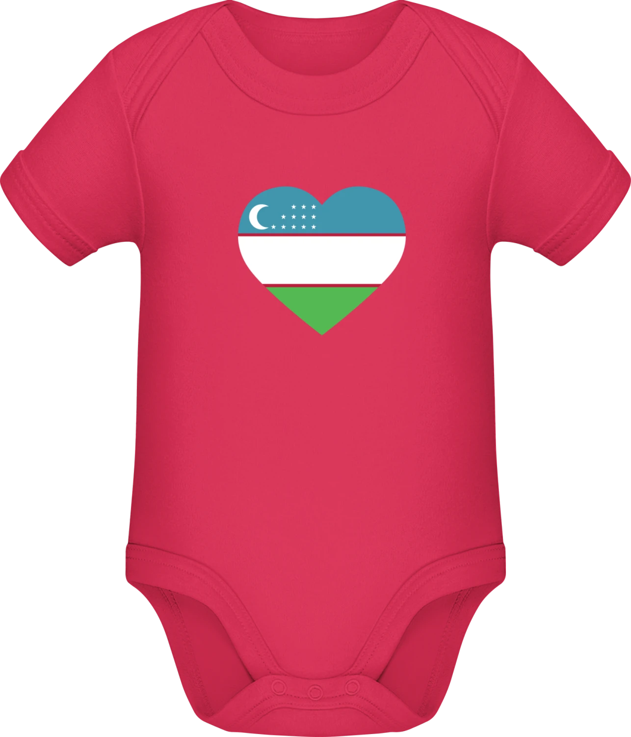 Uzbekistan Heart Flag - Sorbet Sonar SSL organic babybodsuit - Front