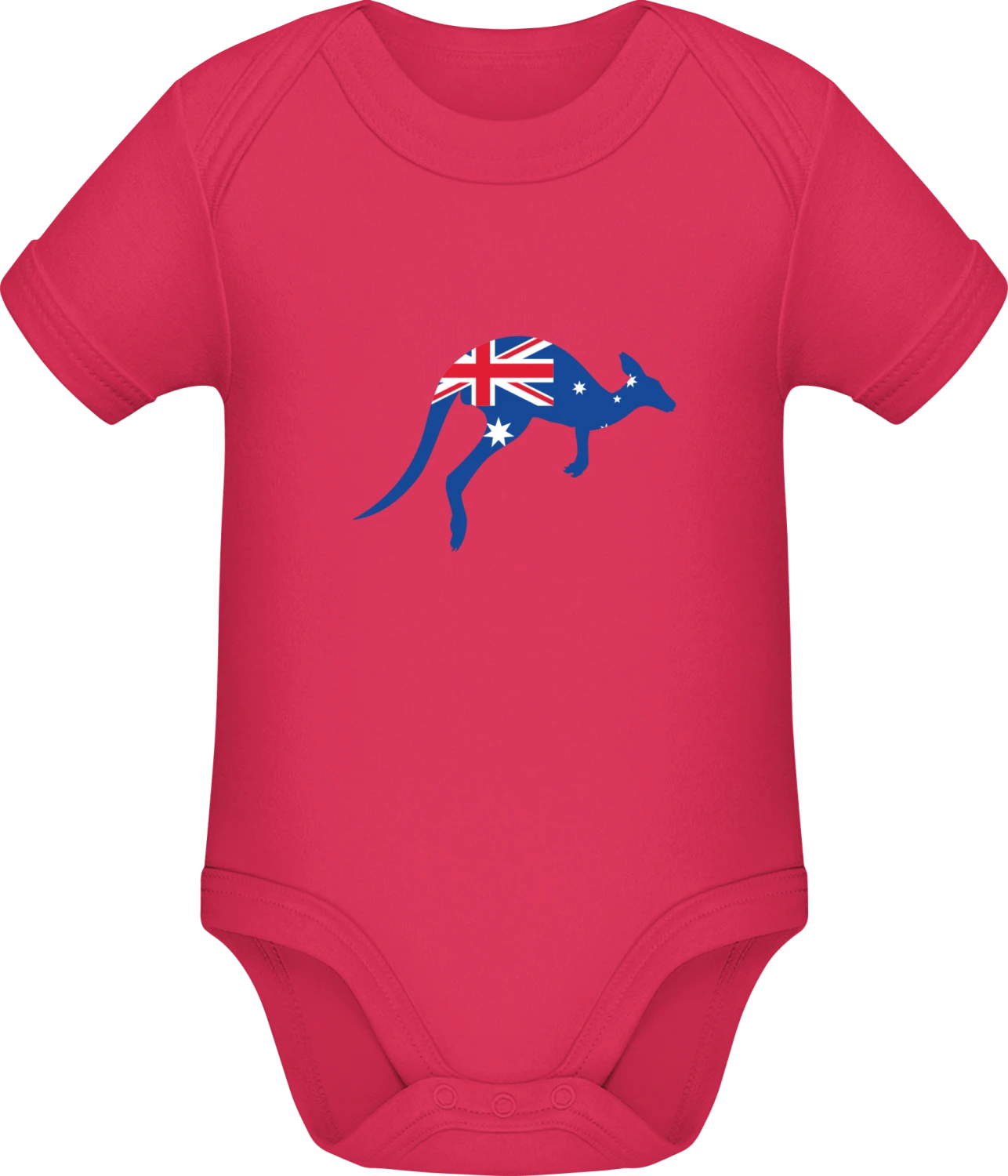 Kangaroo With Australian Flag - Sorbet Sonar SSL organic babybodsuit - Front