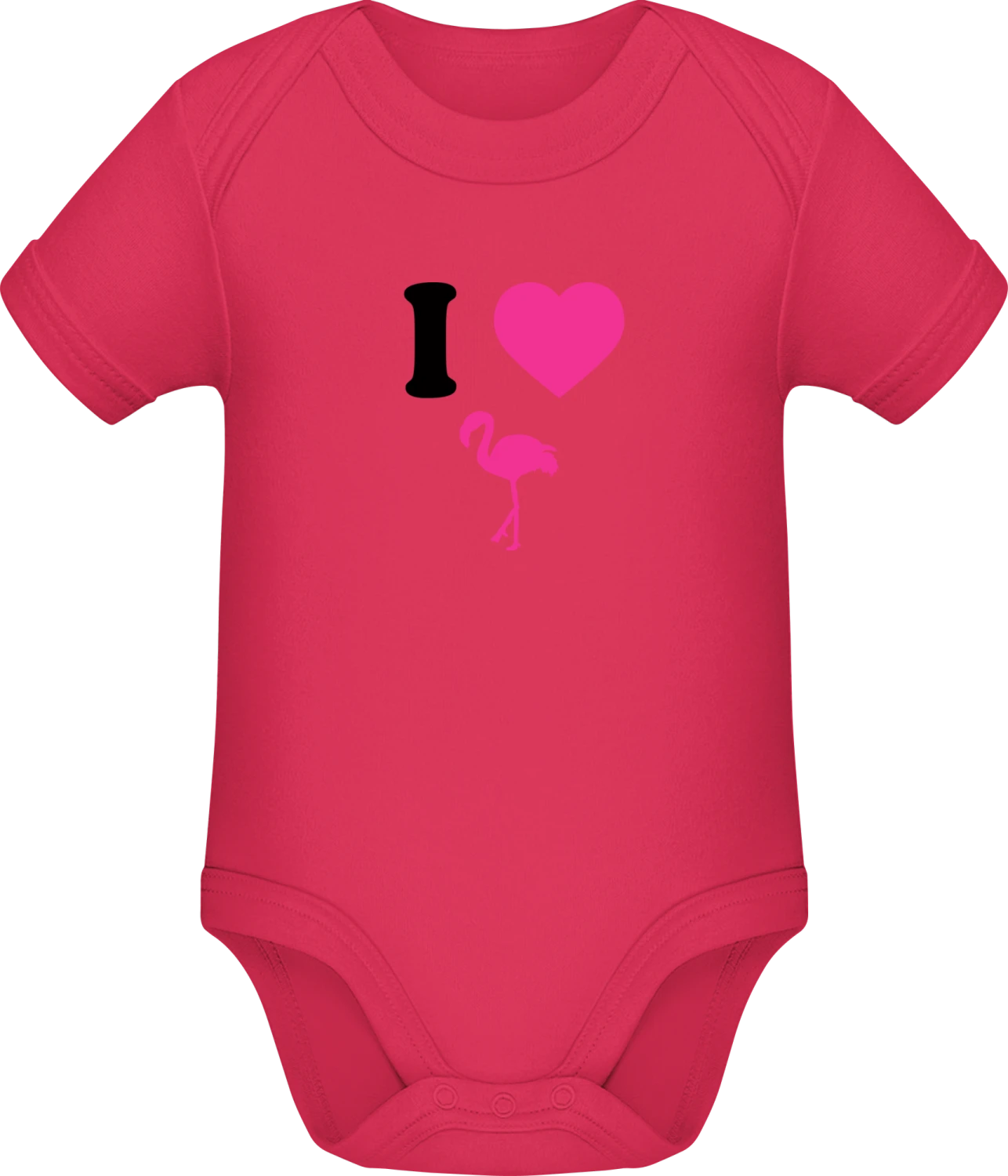 I Love Flamingos In Pink - Sorbet Sonar SSL organic babybodsuit - Front