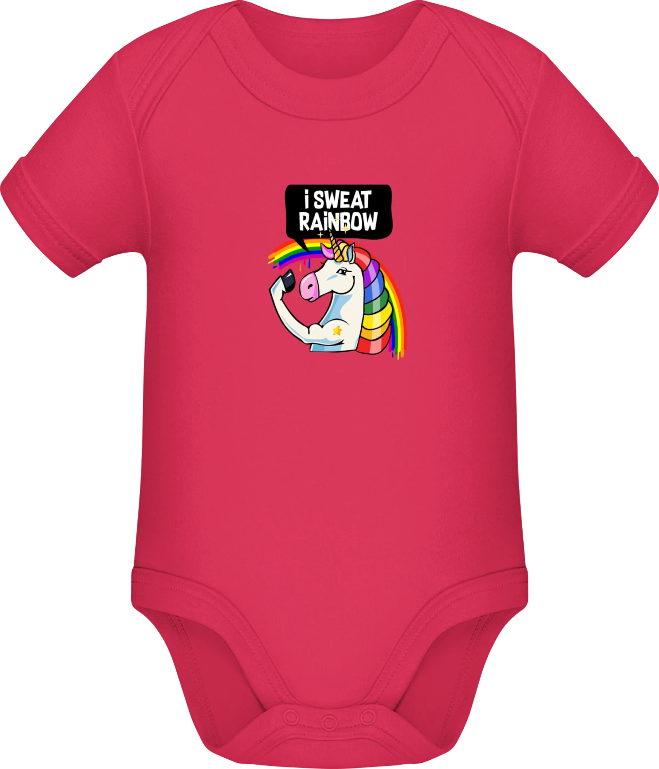 I Sweat Rainbow Unicorn - Sorbet Sonar SSL organic babybodsuit - Front