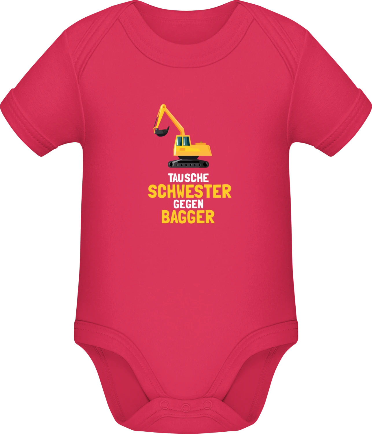 Tausche Schwester Gegen Bagger - Sorbet Sonar SSL organic babybodsuit - Front