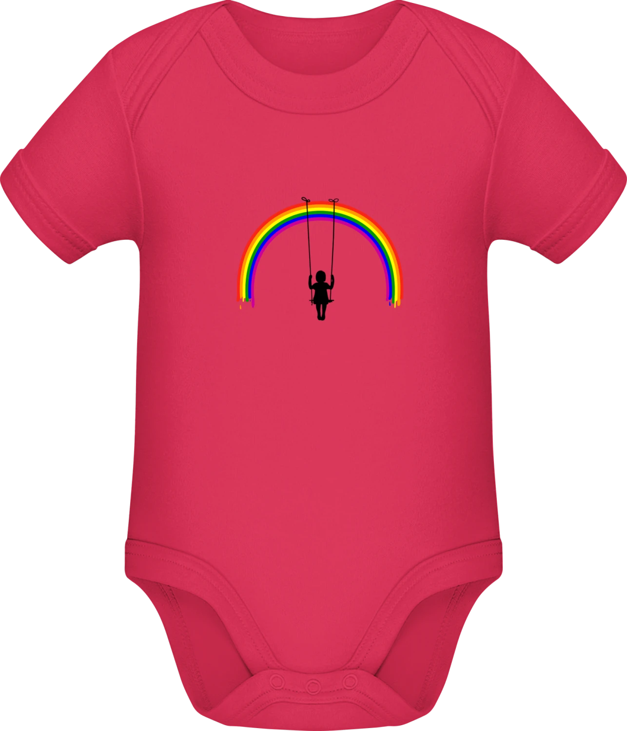 Rainbow Girl Swing - Sorbet Sonar SSL organic babybodsuit - Front