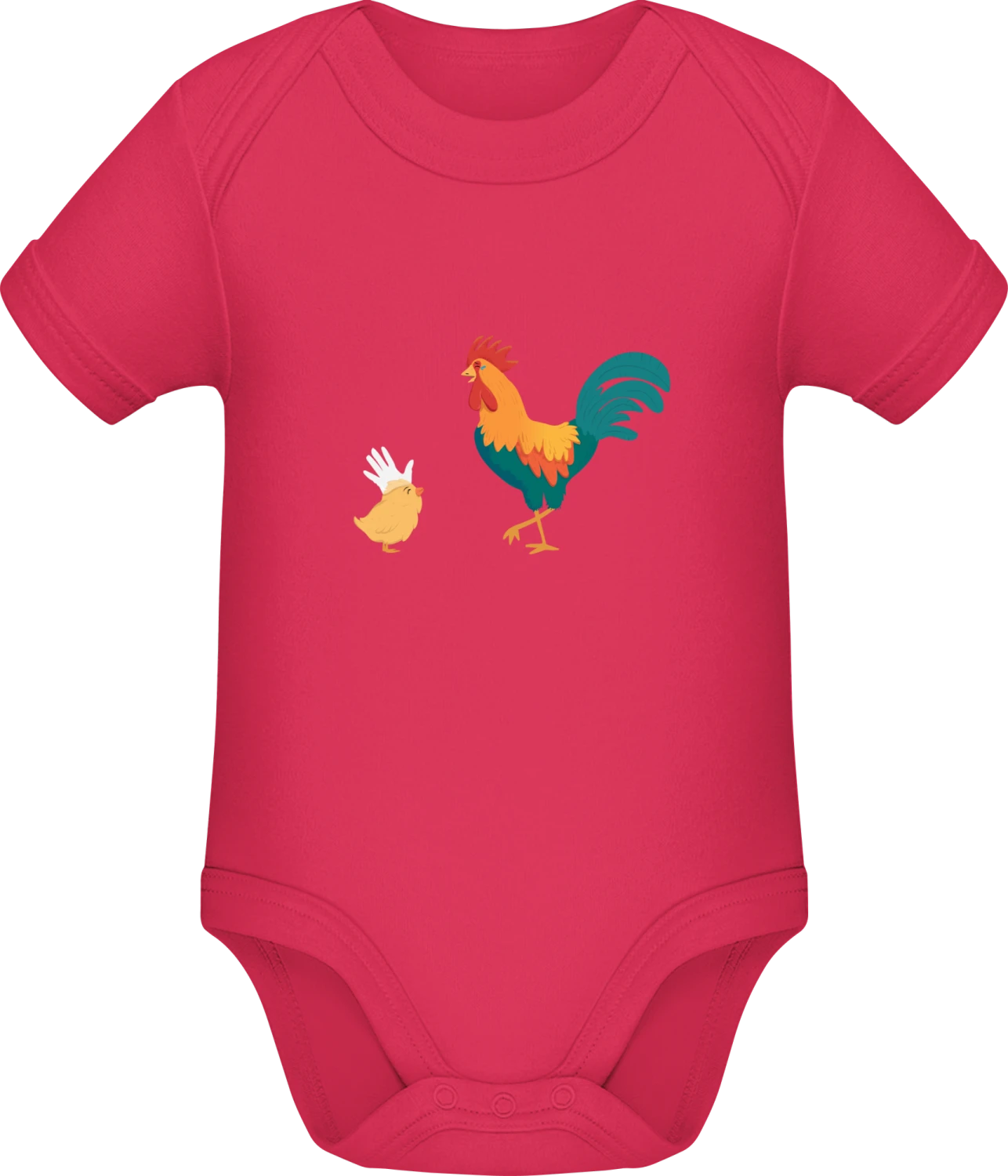 Chicken vs Cock - Sorbet Sonar SSL organic babybodsuit - Front