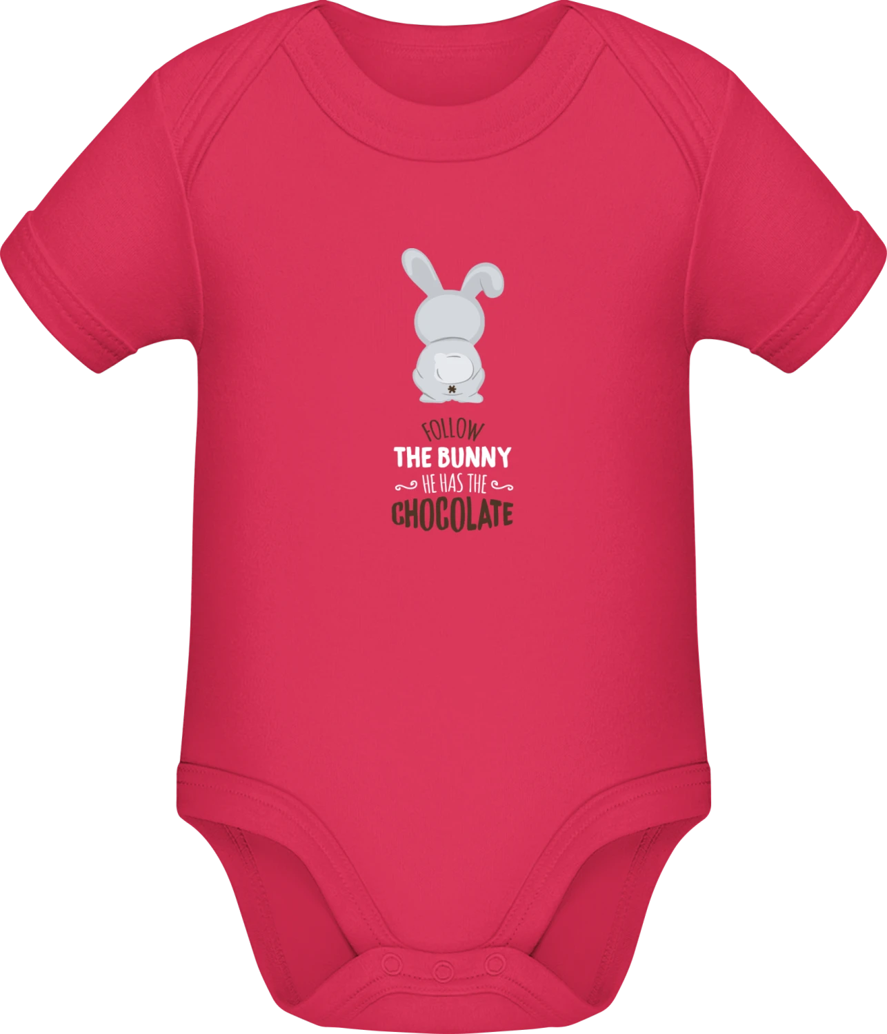 Follow The Bunny He Has The Chocolate - Sorbet Sonar SSL organic babybodsuit - Front