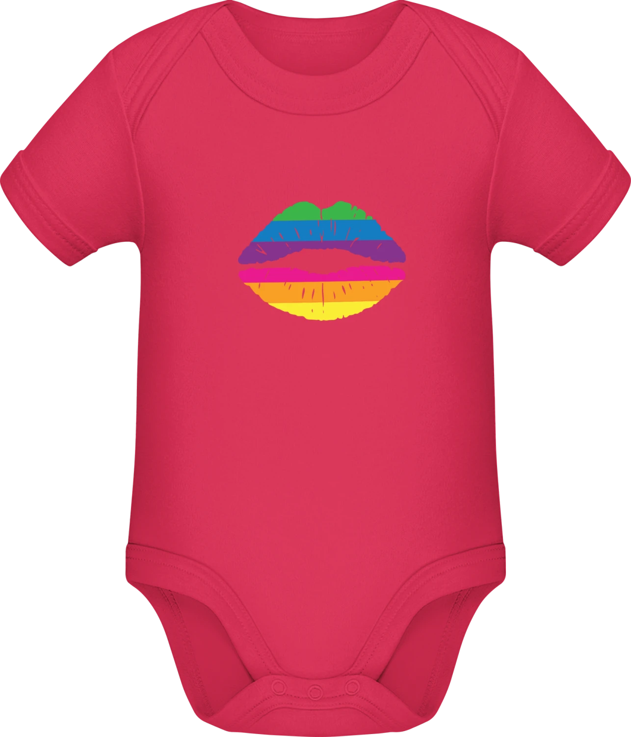 Rainbow Lips - Sorbet Sonar SSL organic babybodsuit - Front