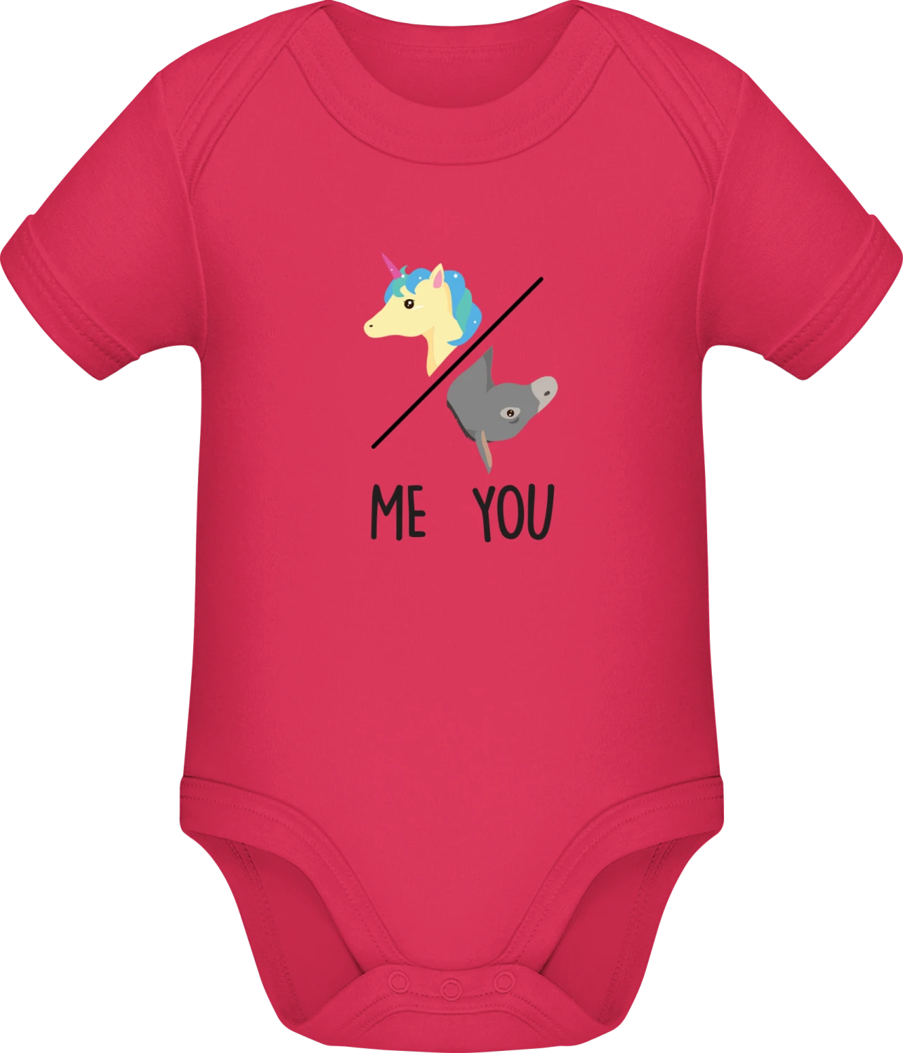 Me Unicorn You Donkey - Sorbet Sonar SSL organic babybodsuit - Front