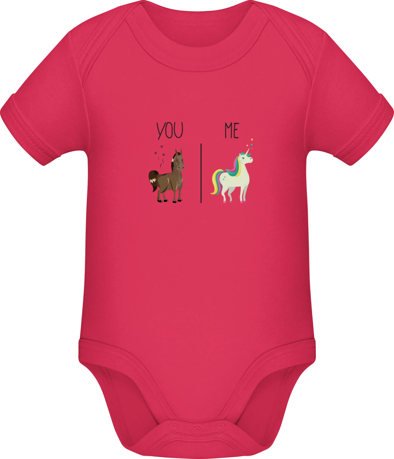 You And Me Horse And Unicorn - Sorbet Sonar SSL organic babybodsuit - Front