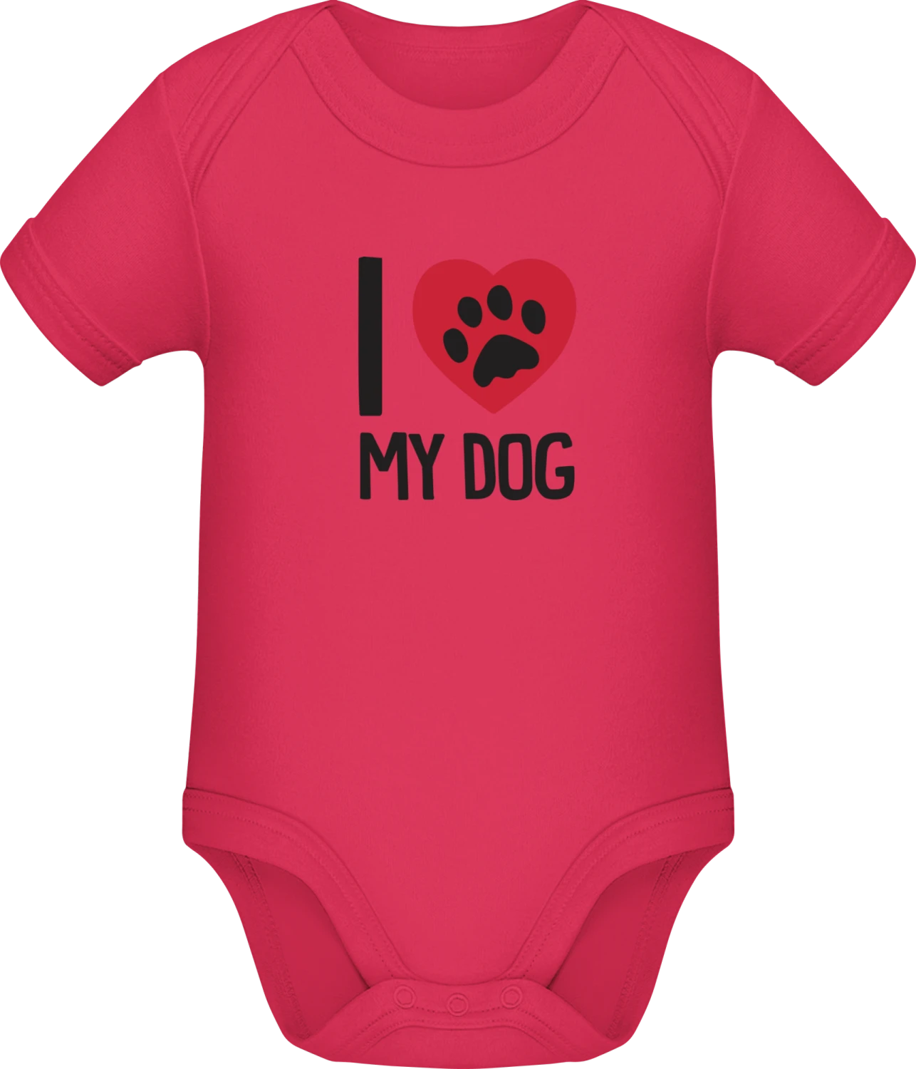 I Love My Dog Paw - Sorbet Sonar SSL organic babybodsuit - Front