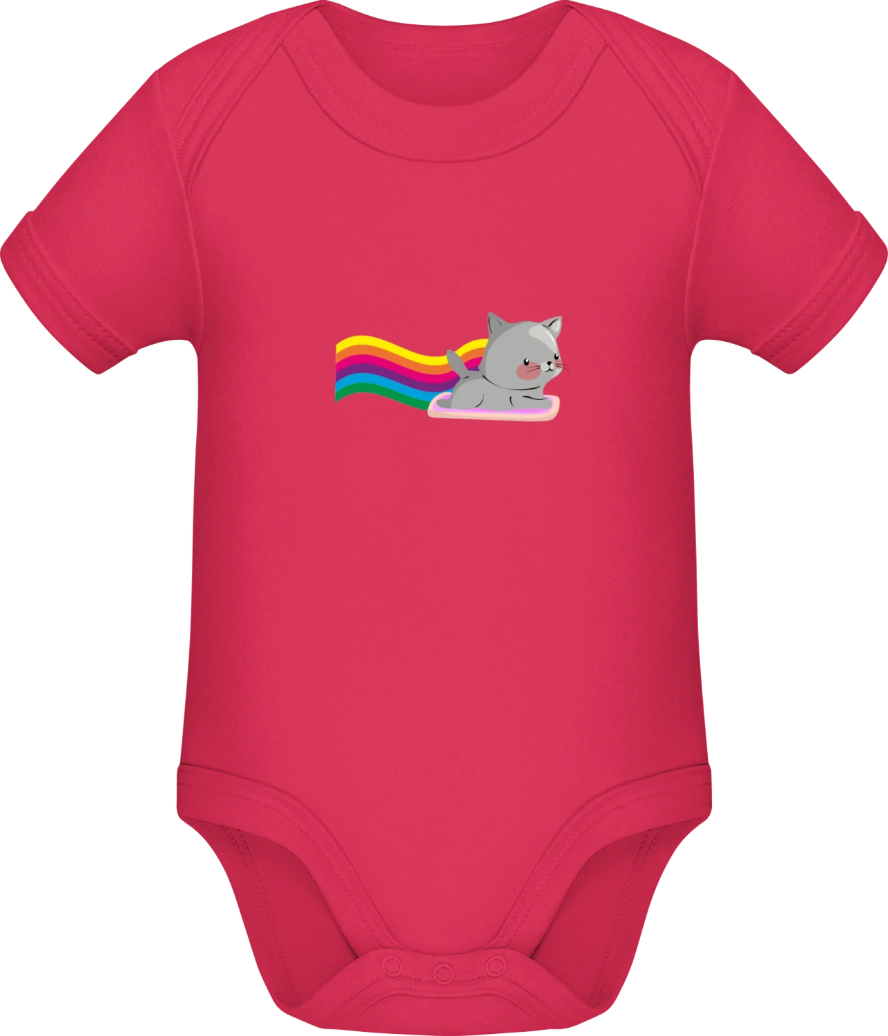 Rainbow Cat - Sorbet Sonar SSL organic babybodsuit - Front