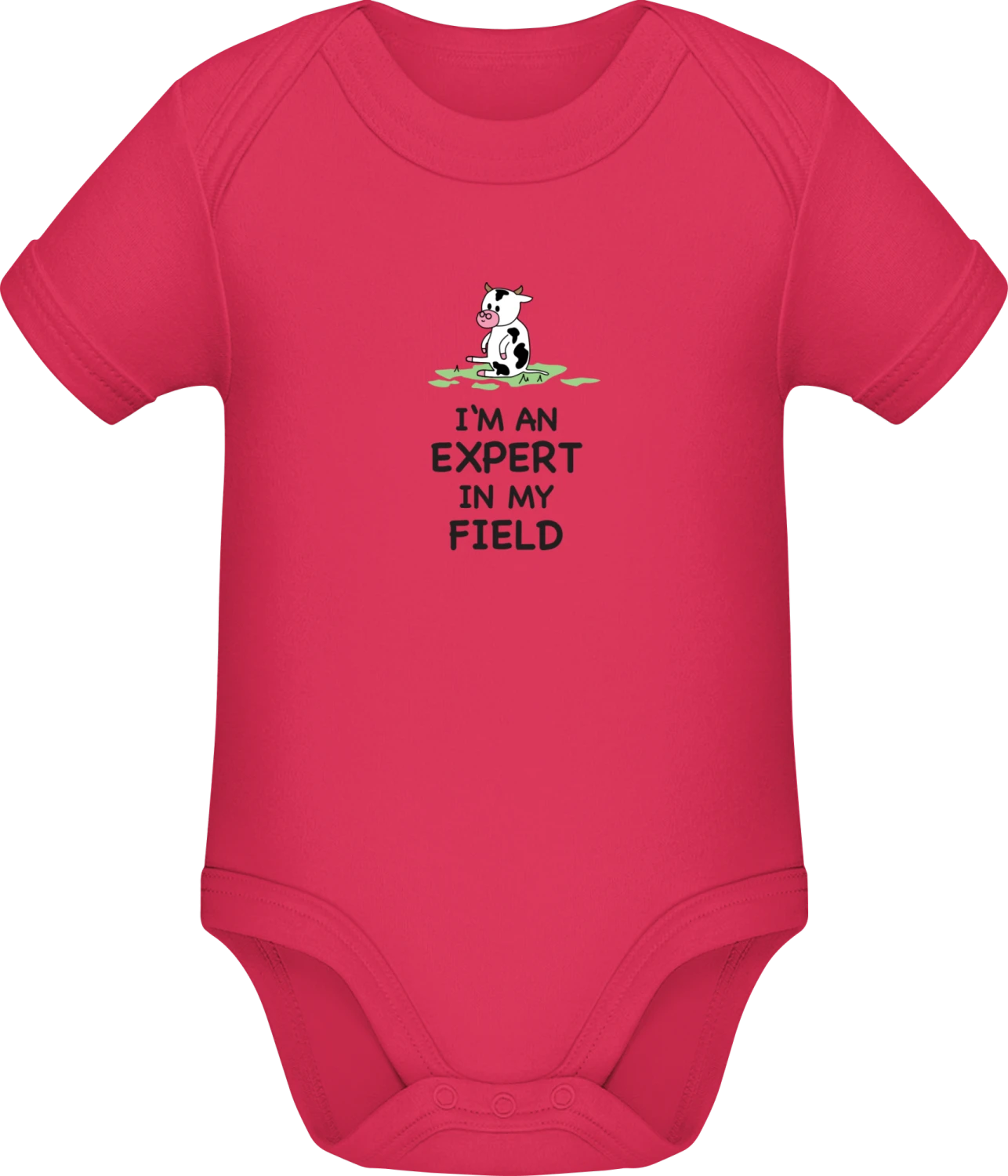 Expert In My Field Cow - Sorbet Sonar SSL organic babybodsuit - Front