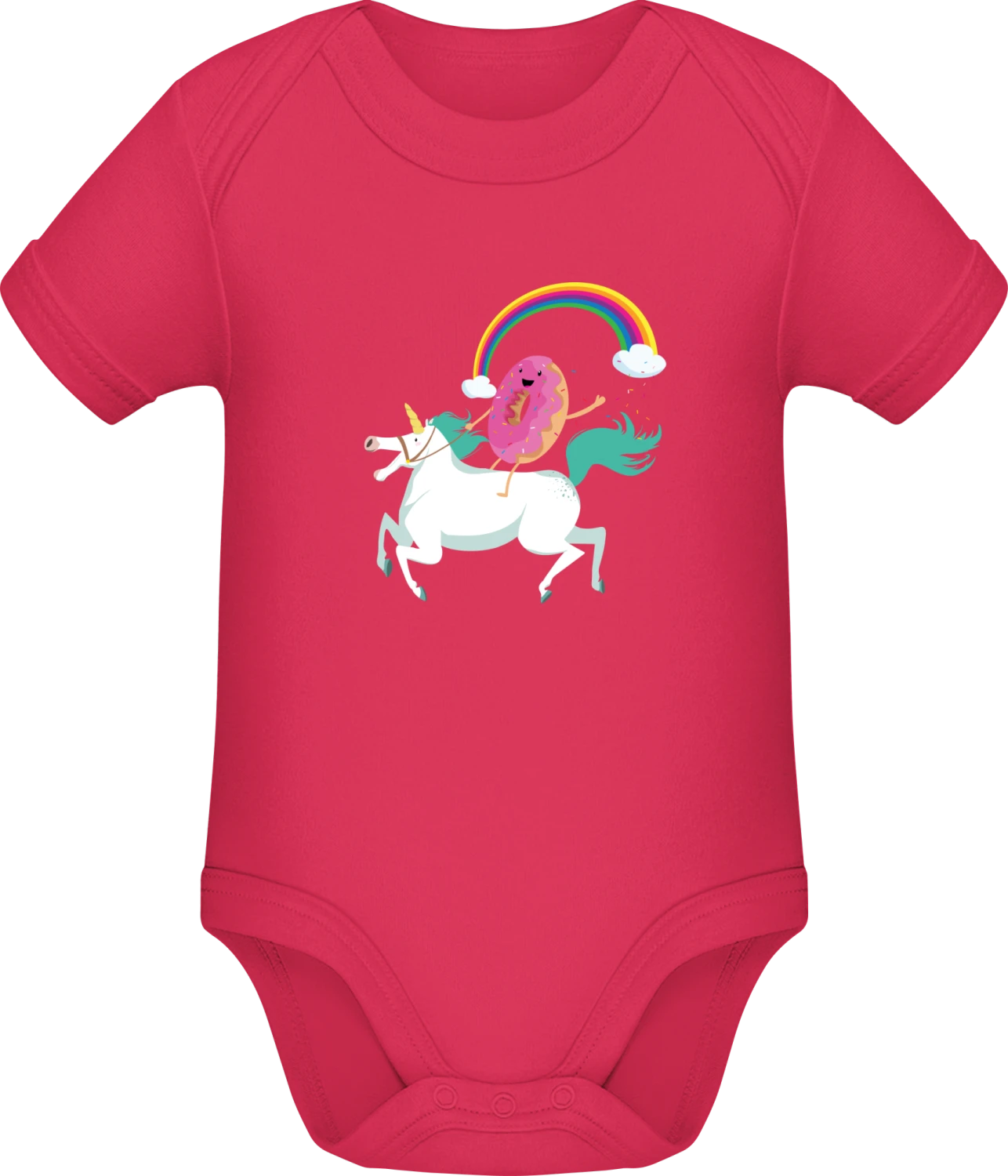 Donut Riding Unicorn - Sorbet Sonar SSL organic babybodsuit - Front