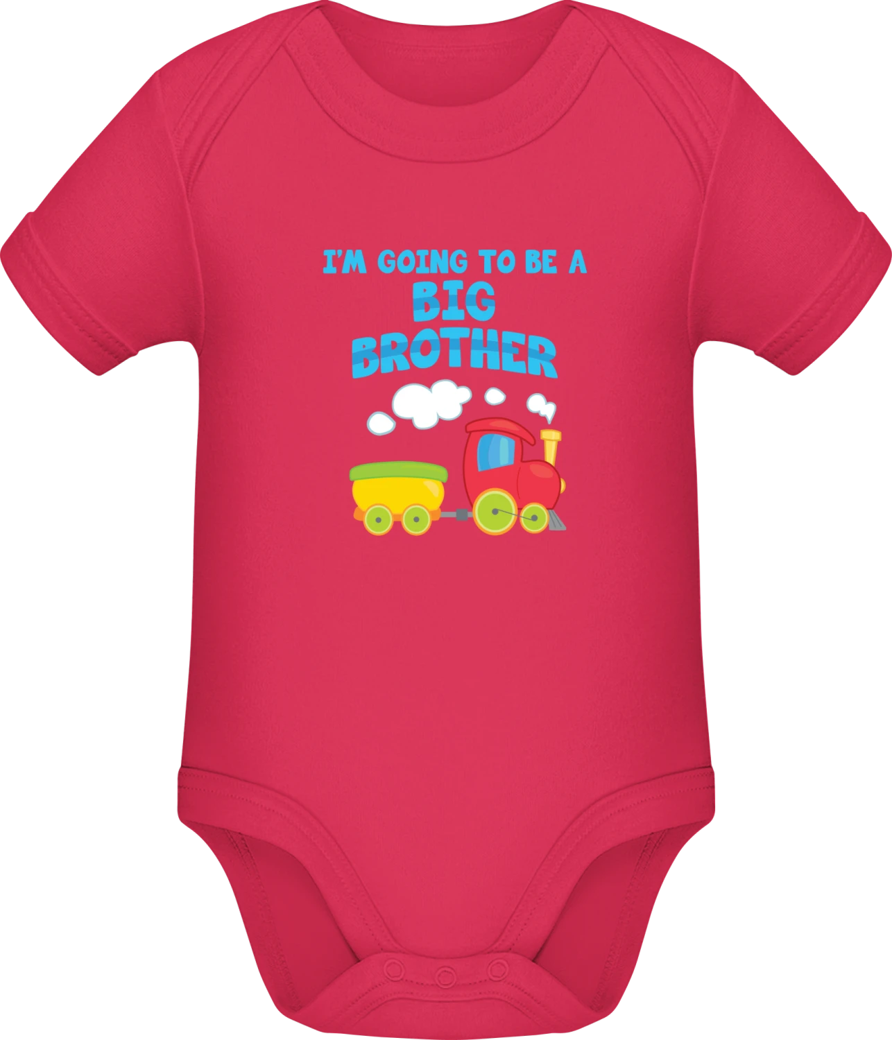 I'm Going To Be A Big Brother Locomotive - Sorbet Sonar SSL organic babybodsuit - Front