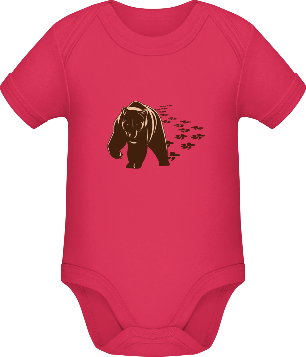 Walking Brown Bear - Sorbet Sonar SSL organic babybodsuit - Front