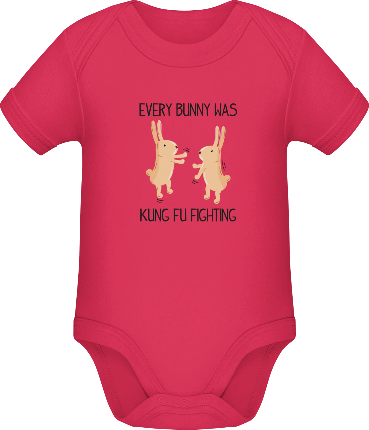 Every Bunny Was Kung Fu Fighting - Sorbet Sonar SSL organic babybodsuit - Front