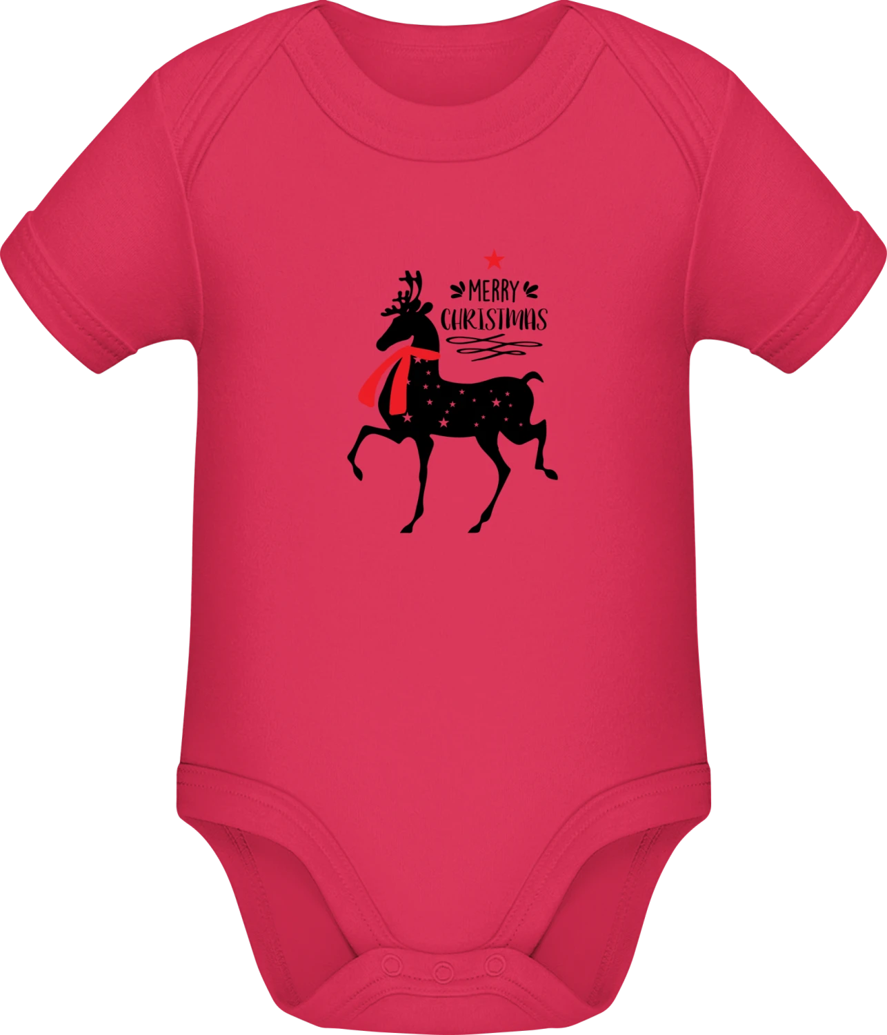 Merry Christmas Reindeer - Sorbet Sonar SSL organic babybodsuit - Front