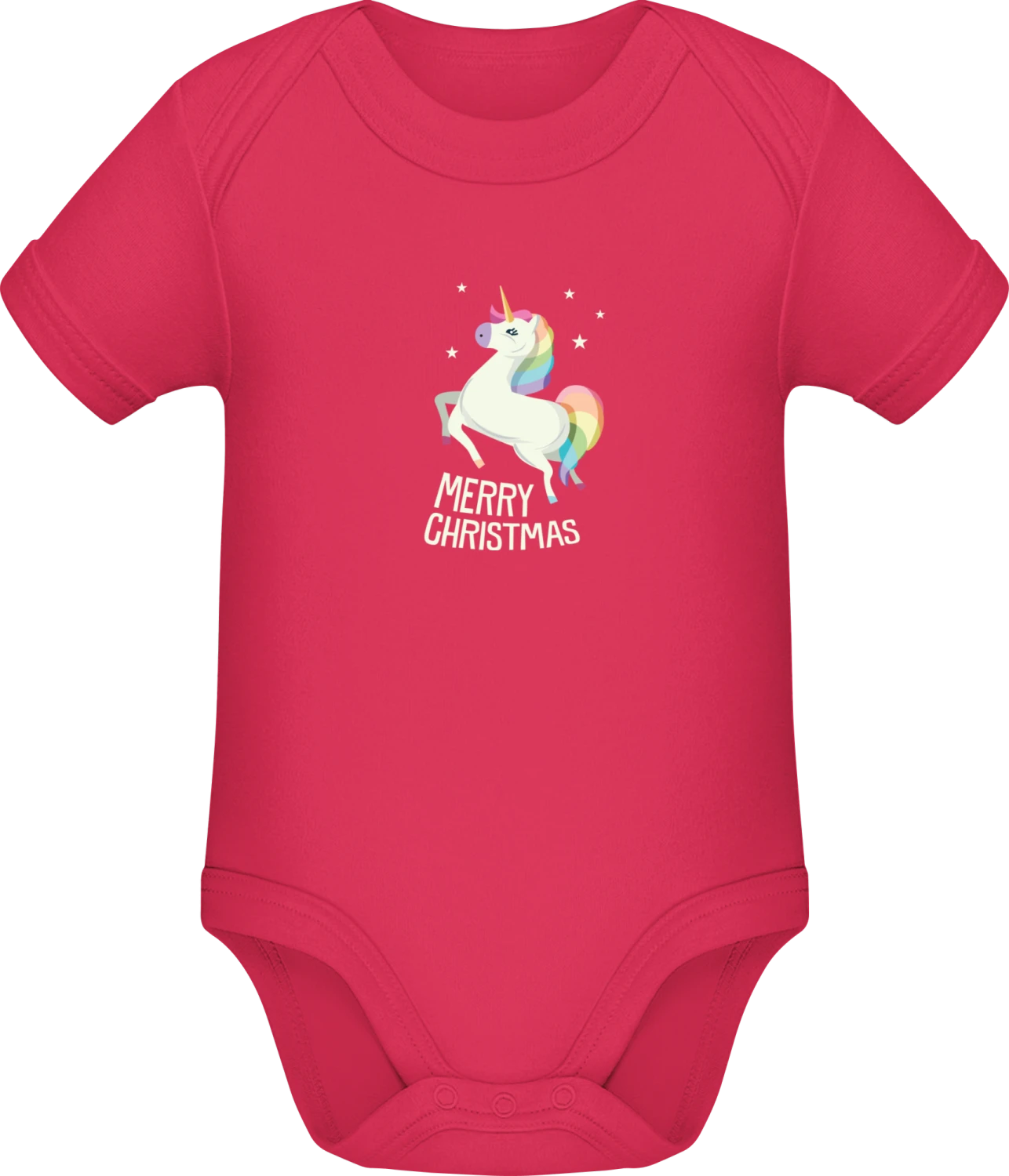 Merry Christmas Unicorn - Sorbet Sonar SSL organic babybodsuit - Front