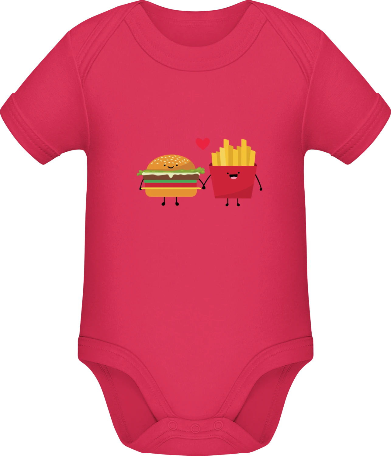 Hamburger And French Fries In Love - Sorbet Sonar SSL organic babybodsuit - Front