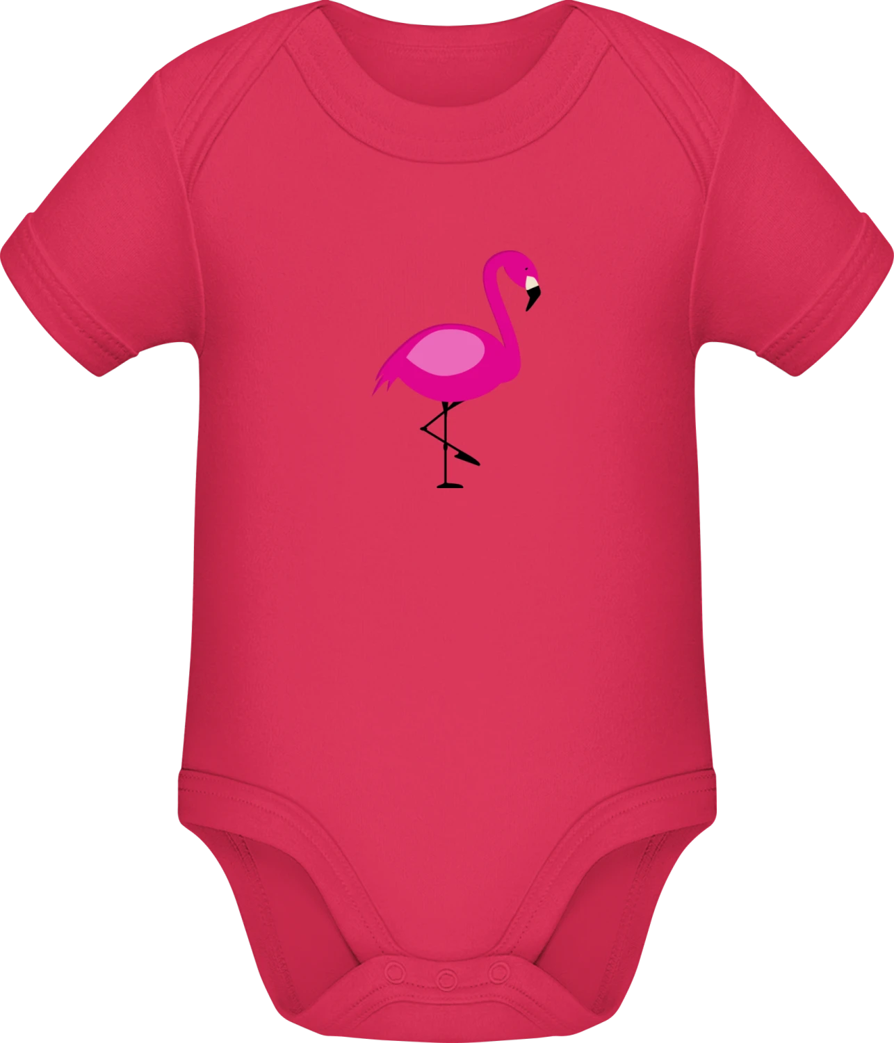 Pink Flamingo Illustration - Sorbet Sonar SSL organic babybodsuit - Front