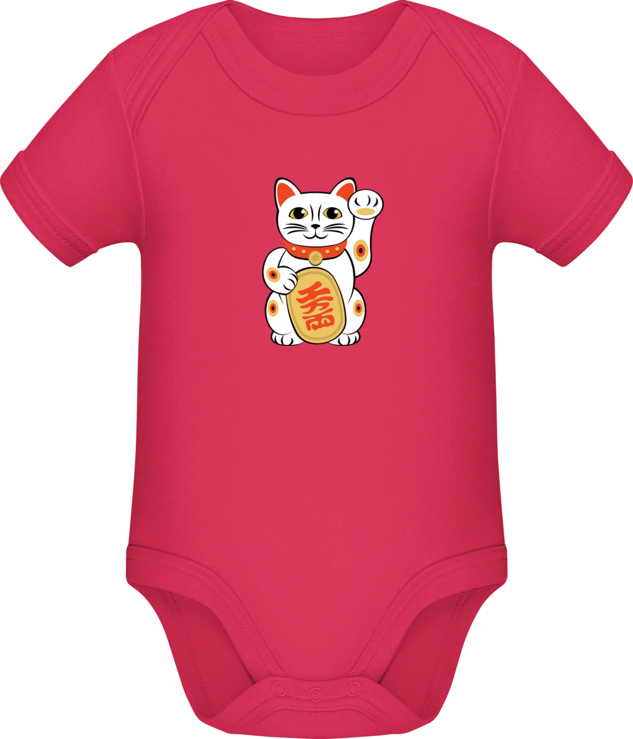 Chinese Lucky Cat - Sorbet Sonar SSL organic babybodsuit - Front