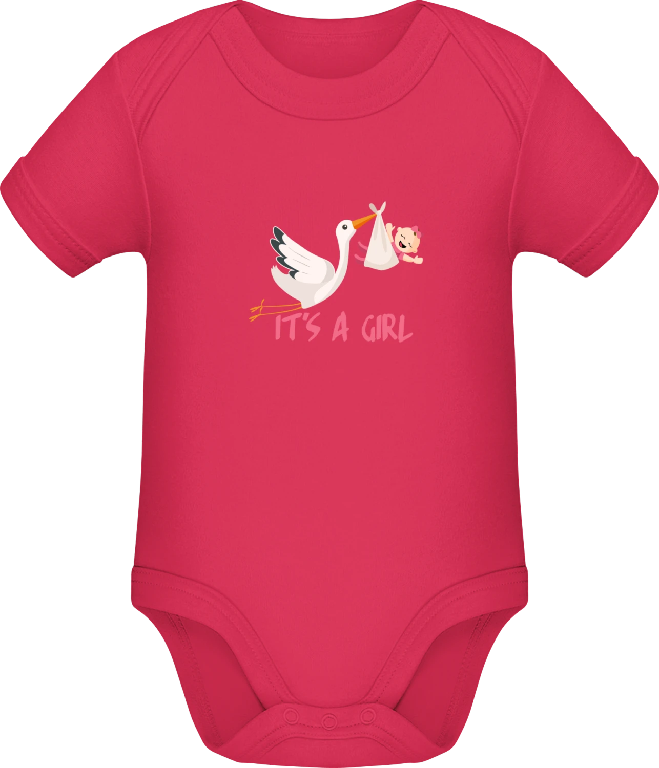 It´s A Girl Stork And Baby - Sorbet Sonar SSL organic babybodsuit - Front